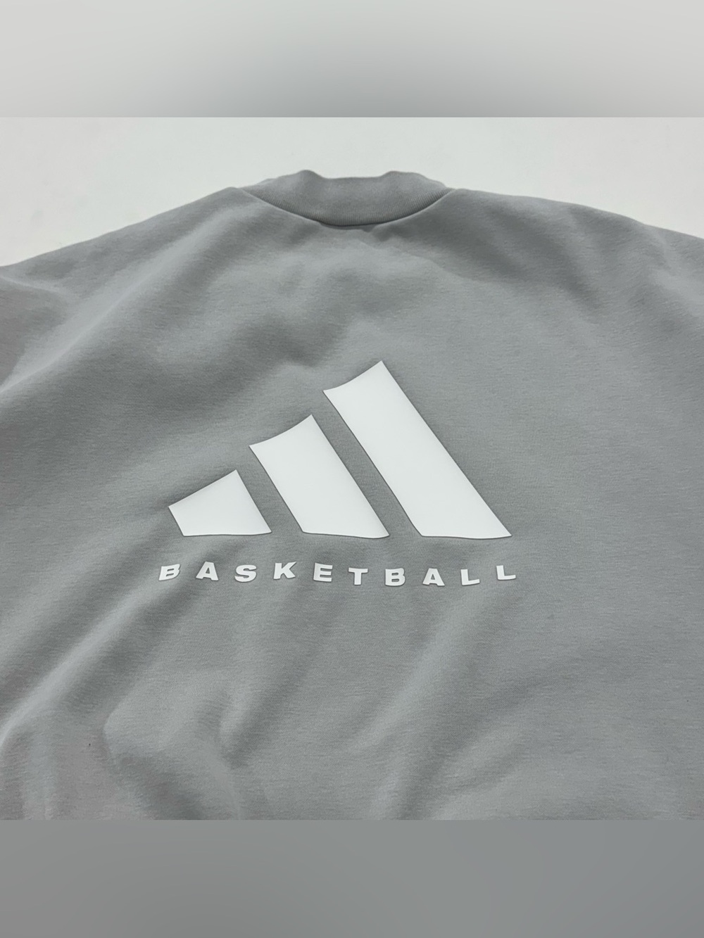 adidas Gray Crew Sweatshirt with White Basketball Logo